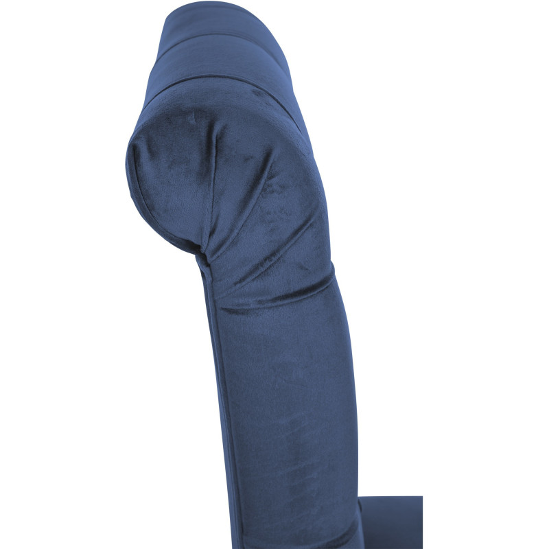 Chaise chesterfield Dossier capitonné en Velours Bleu Bois Marron Clorith - 3