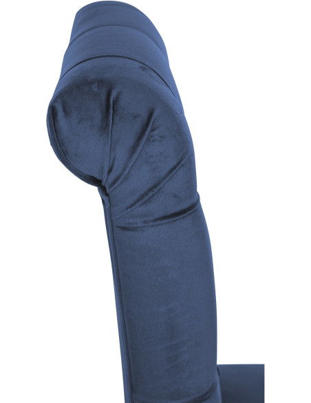 Chaise chesterfield Dossier capitonné en Velours Bleu Bois Marron Clorith - 3