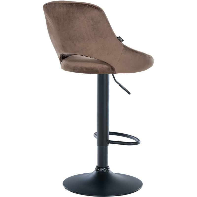 Tabouret de bar réglable pivotant en Velours Marron Métal Noir Kelran - 4