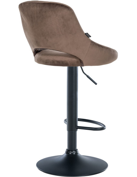 Tabouret de bar réglable pivotant en Velours Marron Métal Noir Kelran - 4