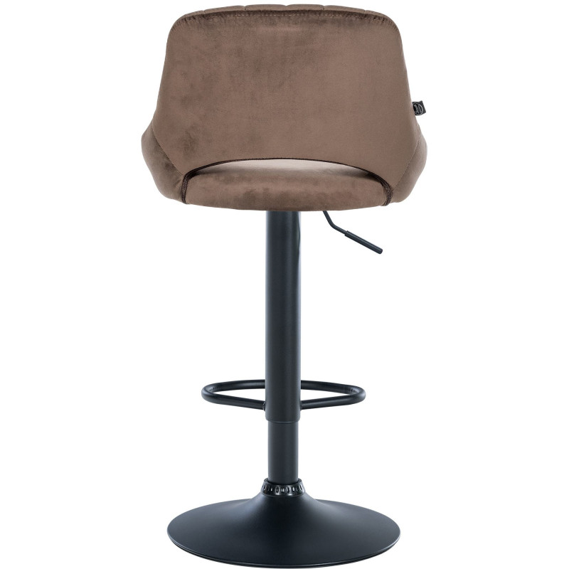 Tabouret de bar réglable pivotant en Velours Marron Métal Noir Kelran - 5