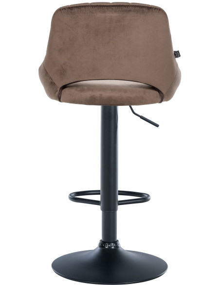 Tabouret de bar réglable pivotant en Velours Marron Métal Noir Kelran - 5