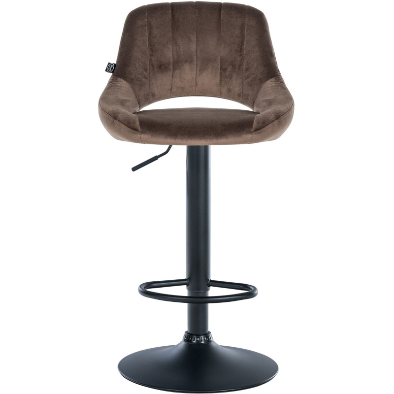 Tabouret de bar réglable pivotant en Velours Marron Métal Noir Kelran - 6