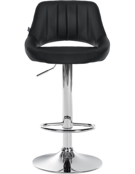 Tabouret de bar réglable pivotant en Polyuréthane Noir Métal Argenté Kelran - 2