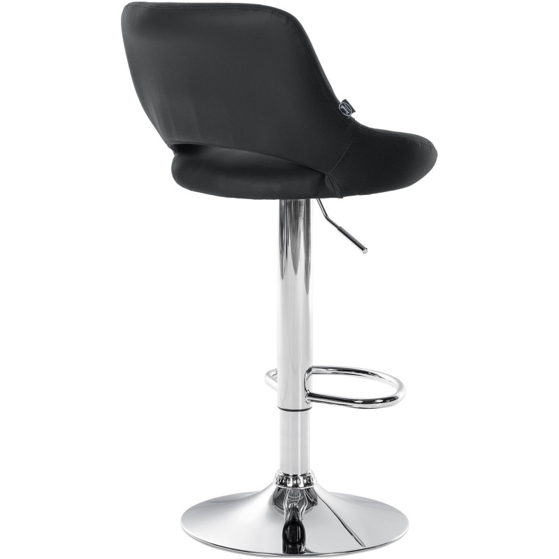 Tabouret de bar réglable pivotant en Polyuréthane Noir Métal Argenté Kelran - 4