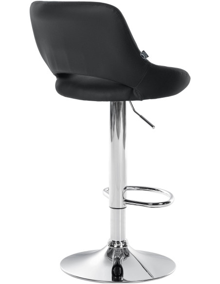 Tabouret de bar réglable pivotant en Polyuréthane Noir Métal Argenté Kelran - 4