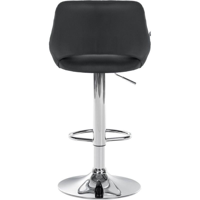 Tabouret de bar réglable pivotant en Polyuréthane Noir Métal Argenté Kelran - 5