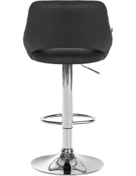 Tabouret de bar réglable pivotant en Polyuréthane Noir Métal Argenté Kelran - 5