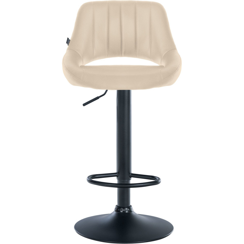 Tabouret de bar réglable pivotant en Polyuréthane Blanc crème Métal Noir Kelran - 2