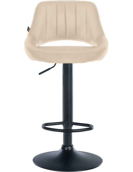 Tabouret de bar réglable pivotant en Polyuréthane Blanc crème Métal Noir Kelran - 2