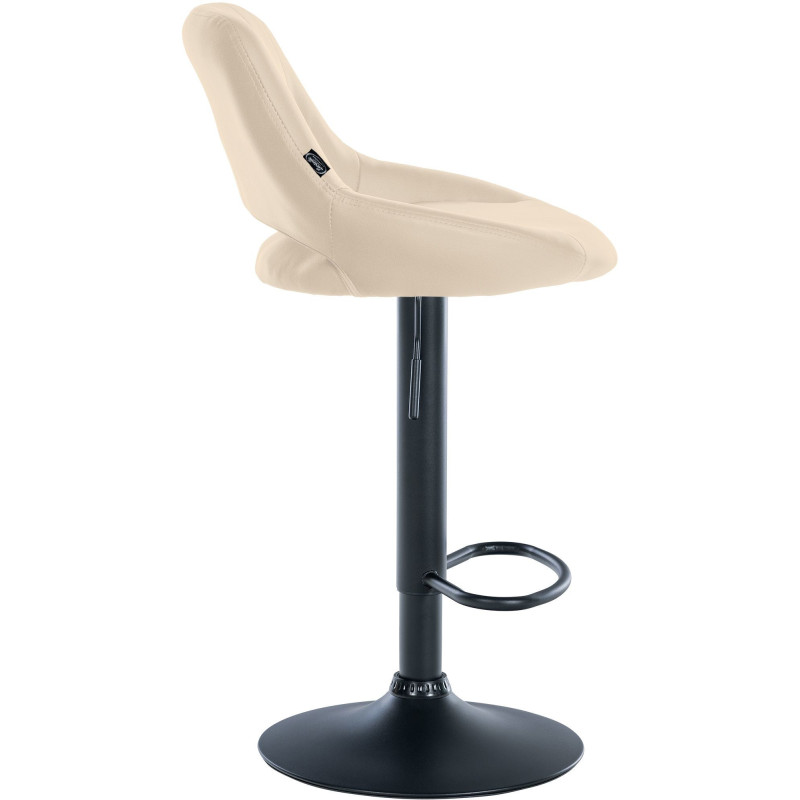 Tabouret de bar réglable pivotant en Polyuréthane Blanc crème Métal Noir Kelran - 3