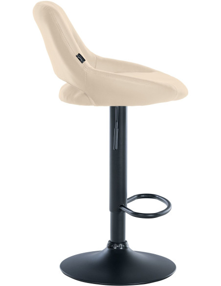 Tabouret de bar réglable pivotant en Polyuréthane Blanc crème Métal Noir Kelran - 3