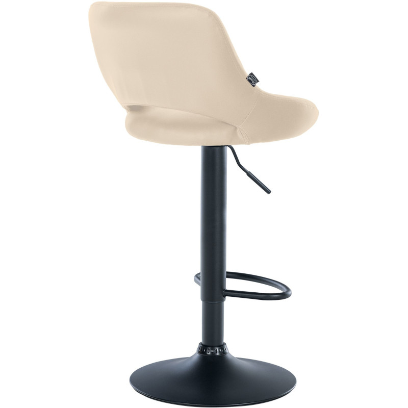 Tabouret de bar réglable pivotant en Polyuréthane Blanc crème Métal Noir Kelran - 4