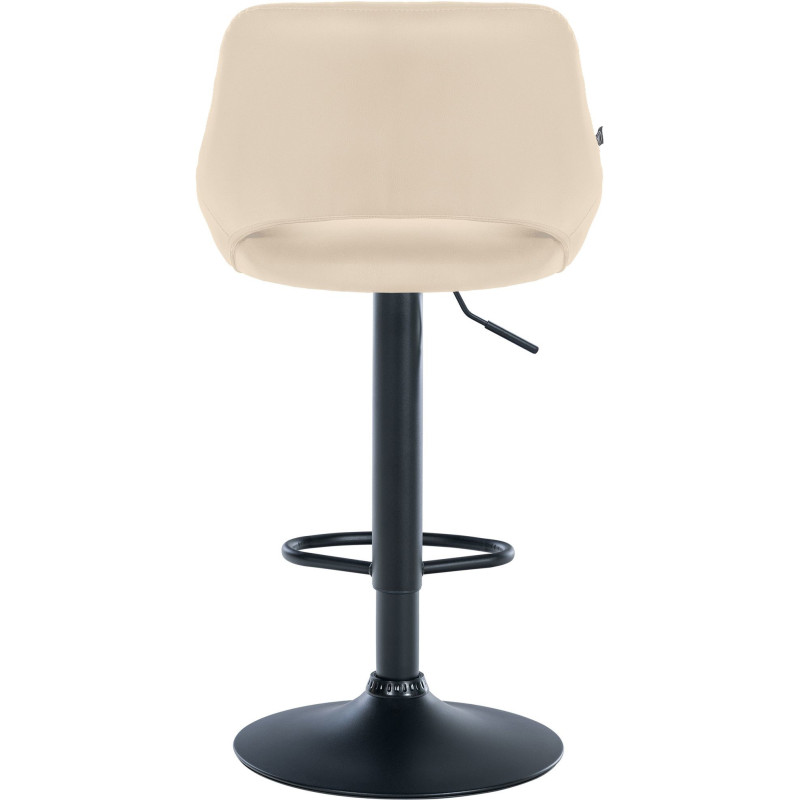 Tabouret de bar réglable pivotant en Polyuréthane Blanc crème Métal Noir Kelran - 5