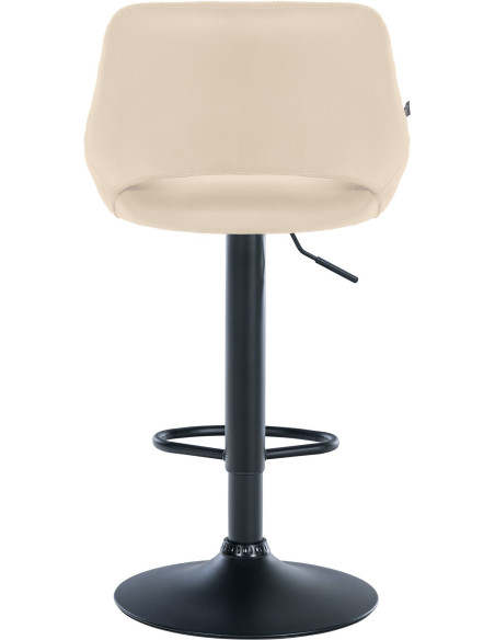 Tabouret de bar réglable pivotant en Polyuréthane Blanc crème Métal Noir Kelran - 5