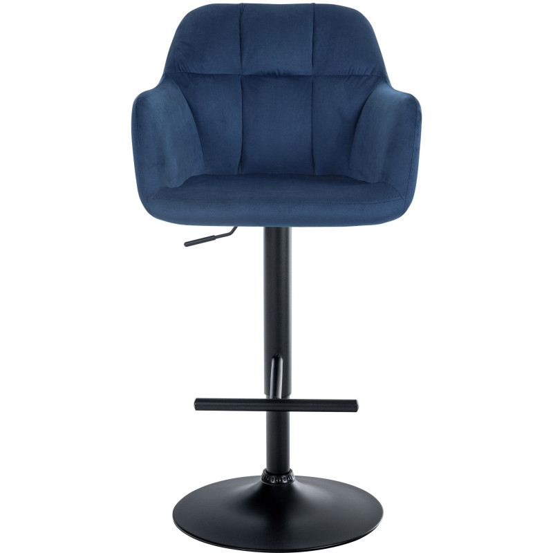 Tabouret de bar réglable haut de gamme en Velours Bleu Métal Noir Mirexa - 2