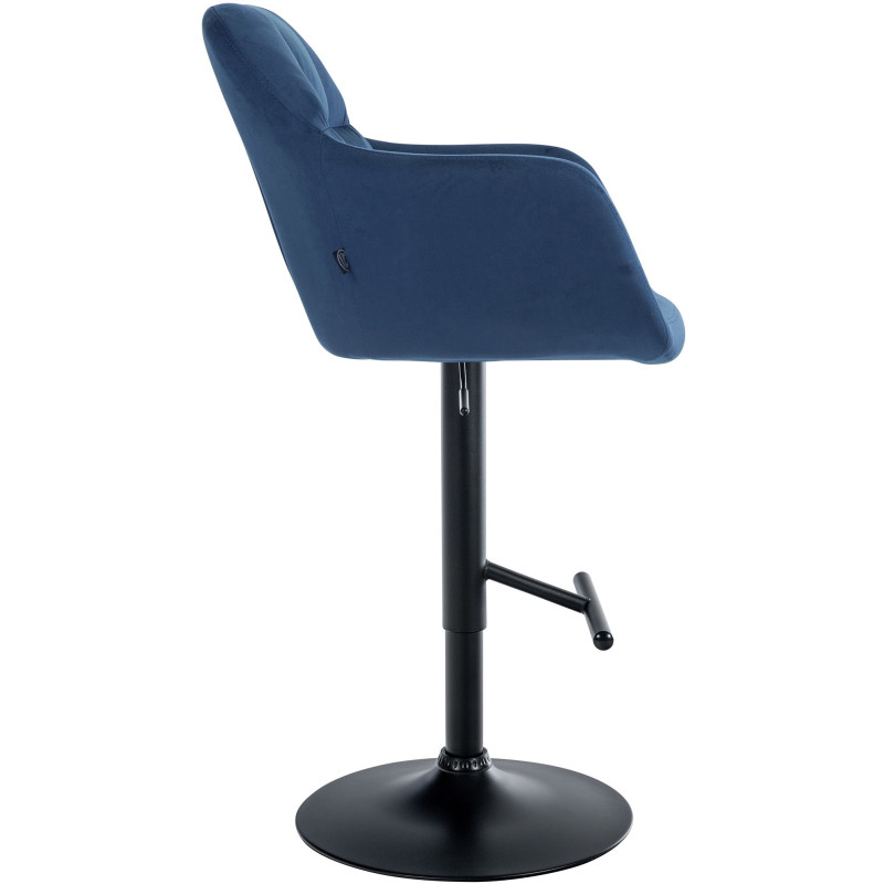 Tabouret de bar réglable haut de gamme en Velours Bleu Métal Noir Mirexa - 3