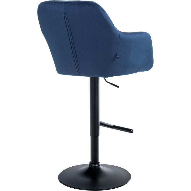 Tabouret de bar réglable haut de gamme en Velours Bleu Métal Noir Mirexa - 4