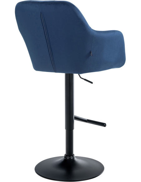 Tabouret de bar réglable haut de gamme en Velours Bleu Métal Noir Mirexa - 4