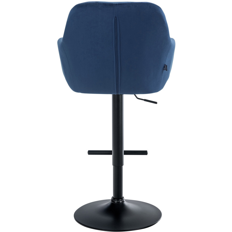 Tabouret de bar réglable haut de gamme en Velours Bleu Métal Noir Mirexa - 5