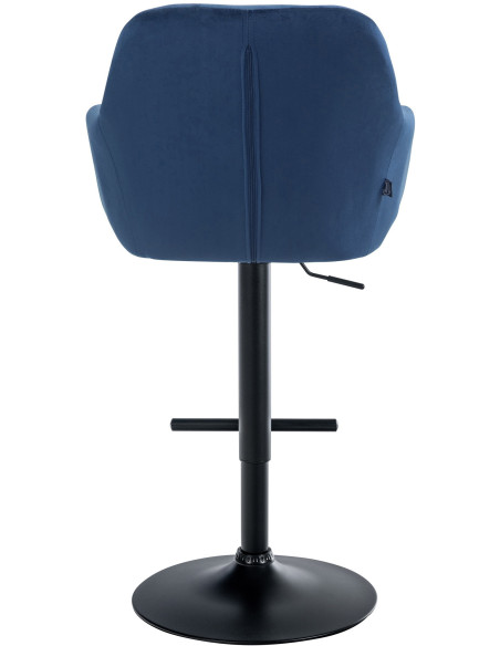 Tabouret de bar réglable haut de gamme en Velours Bleu Métal Noir Mirexa - 5