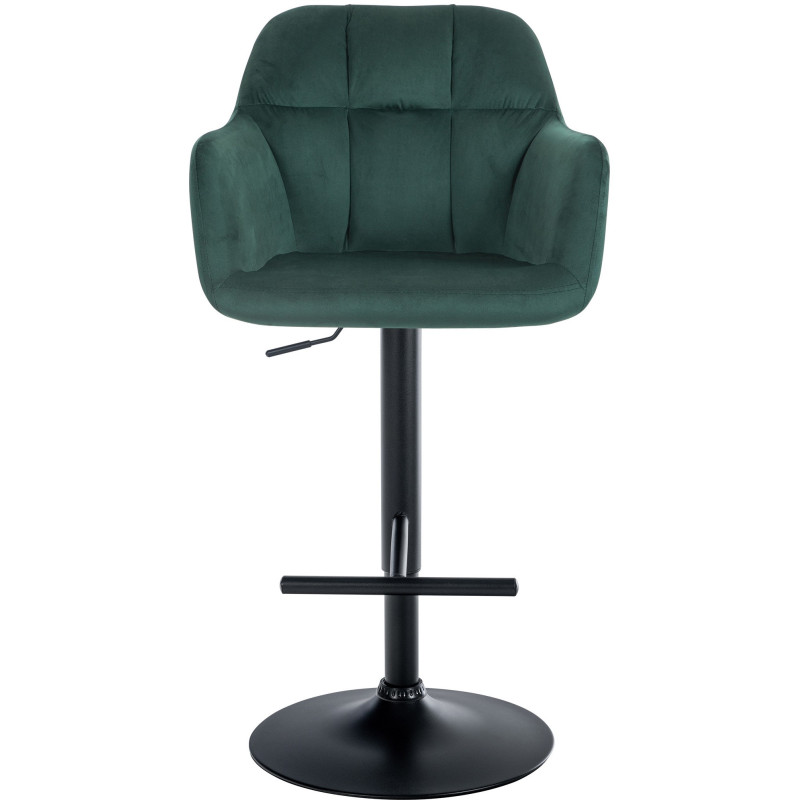 Tabouret de bar réglable haut de gamme en Velours Vert Métal Noir Mirexa - 2