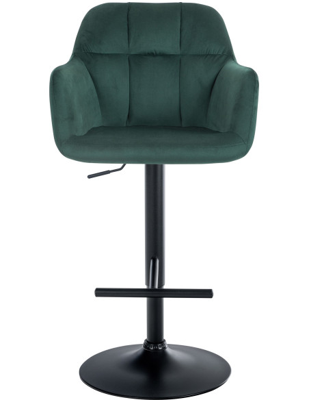 Tabouret de bar réglable haut de gamme en Velours Vert Métal Noir Mirexa - 2