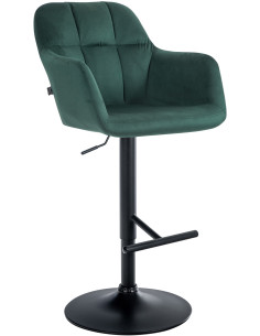 Tabouret de bar réglable haut de gamme en Velours Vert Métal Noir Mirexa - 1