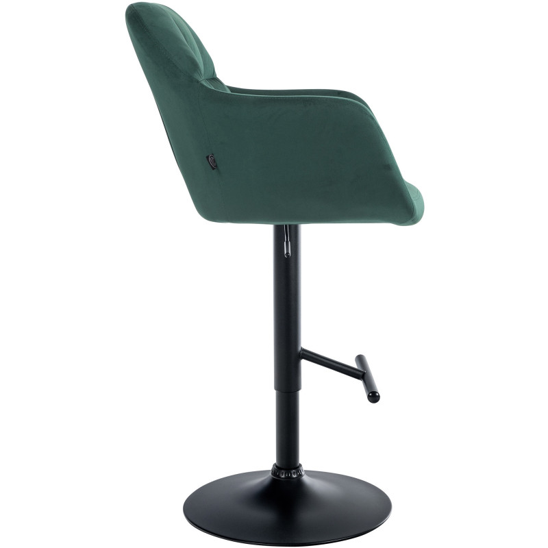 Tabouret de bar réglable haut de gamme en Velours Vert Métal Noir Mirexa - 3