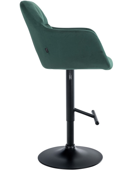 Tabouret de bar réglable haut de gamme en Velours Vert Métal Noir Mirexa - 3