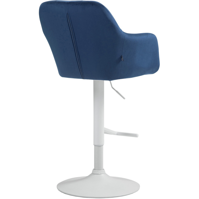 Tabouret de bar réglable haut de gamme en Velours Bleu Métal Blanc Mirexa - 4