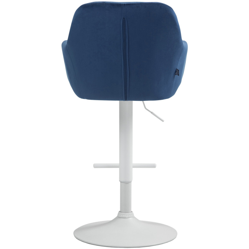 Tabouret de bar réglable haut de gamme en Velours Bleu Métal Blanc Mirexa - 5