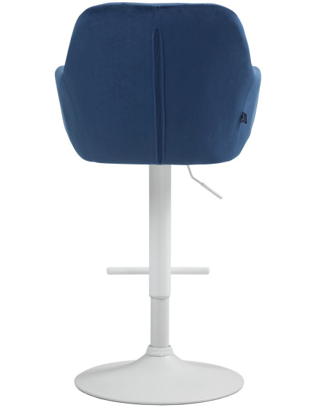 Tabouret de bar réglable haut de gamme en Velours Bleu Métal Blanc Mirexa - 5