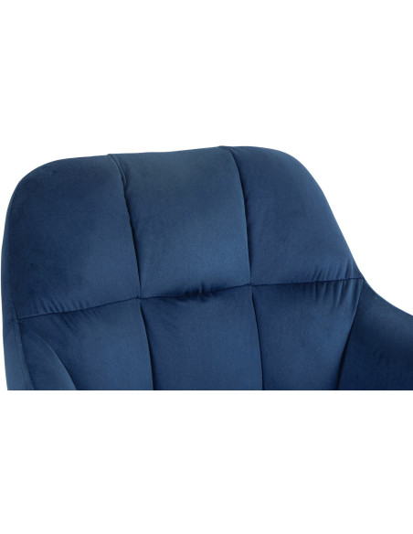 Tabouret de bar réglable haut de gamme en Velours Bleu Métal Blanc Mirexa - 6