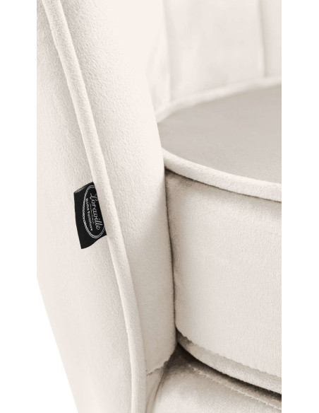 Fauteuil de table original arrondi en Velours Blanc crème Métal Doré Alisven - 2