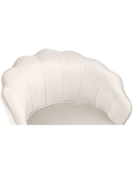 Fauteuil de table original arrondi en Velours Blanc crème Métal Doré Alisven - 3