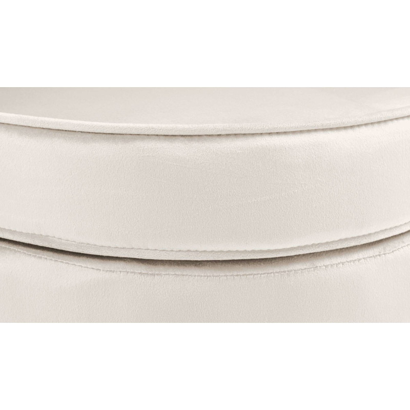 Fauteuil de table original arrondi en Velours Blanc crème Métal Doré Alisven - 4