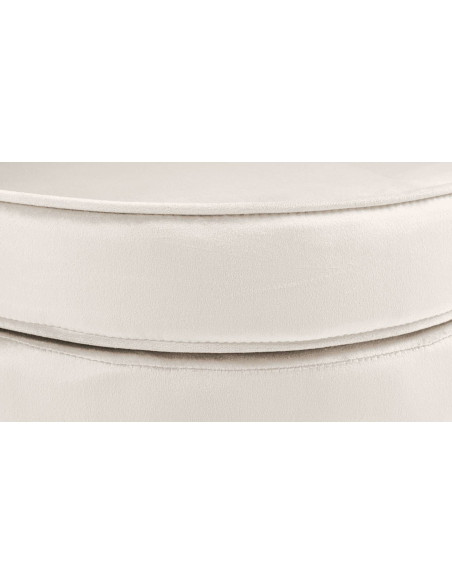 Fauteuil de table original arrondi en Velours Blanc crème Métal Doré Alisven - 4