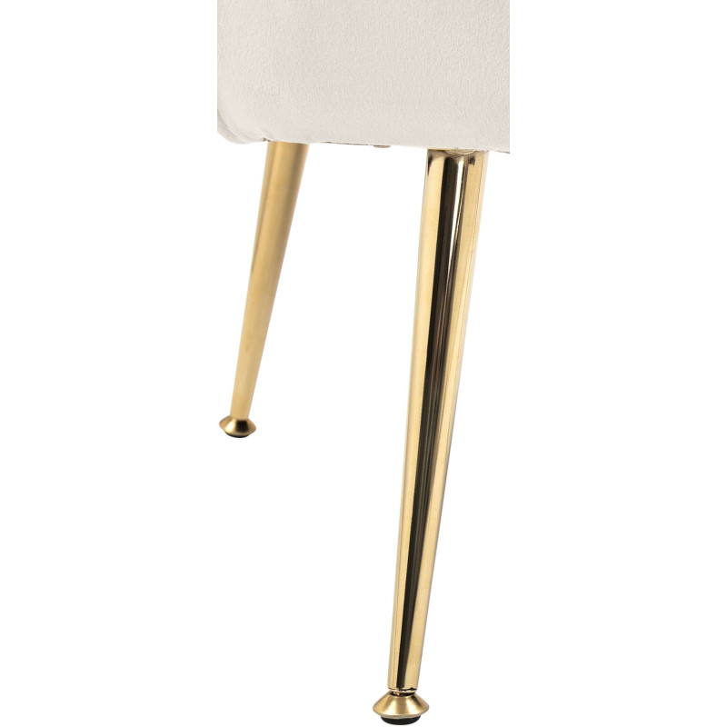 Fauteuil de table original arrondi en Velours Blanc crème Métal Doré Alisven - 5