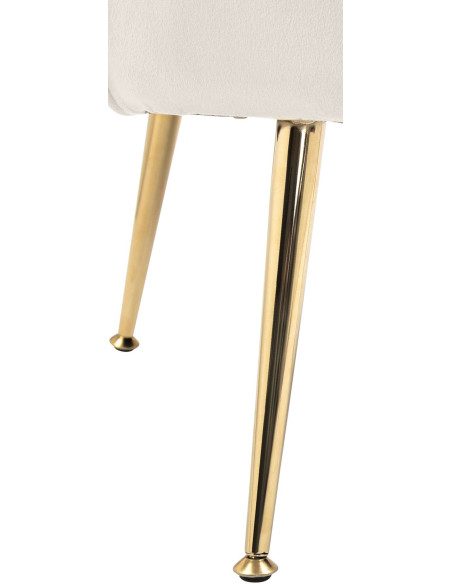 Fauteuil de table original arrondi en Velours Blanc crème Métal Doré Alisven - 5