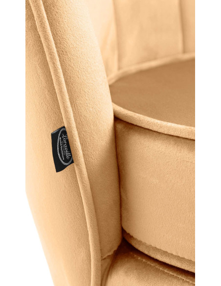 Fauteuil de table original arrondi en Velours Jaune Métal Doré Alisven - 3