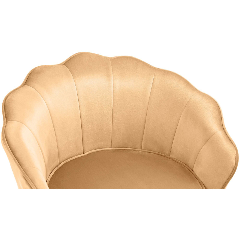 Fauteuil de table original arrondi en Velours Jaune Métal Doré Alisven - 4