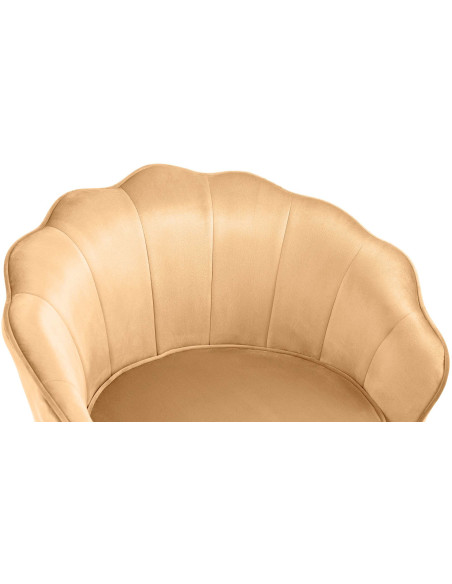 Fauteuil de table original arrondi en Velours Jaune Métal Doré Alisven - 4