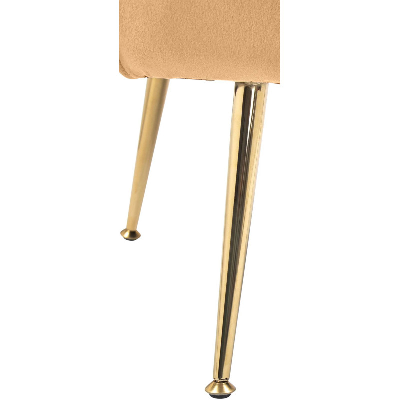 Fauteuil de table original arrondi en Velours Jaune Métal Doré Alisven - 6