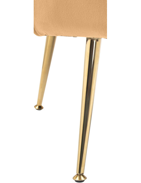Fauteuil de table original arrondi en Velours Jaune Métal Doré Alisven - 6