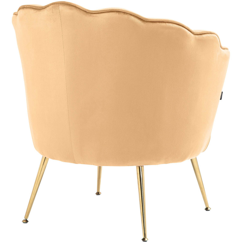 Fauteuil de table original arrondi en Velours Jaune Métal Doré Alisven - 2