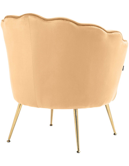 Fauteuil de table original arrondi en Velours Jaune Métal Doré Alisven - 2