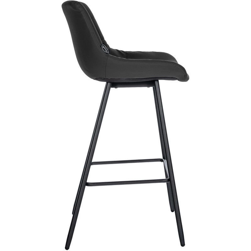 Tabouret de bar moderne chic en Polyuréthane Noir Métal Noir Cerian - 3