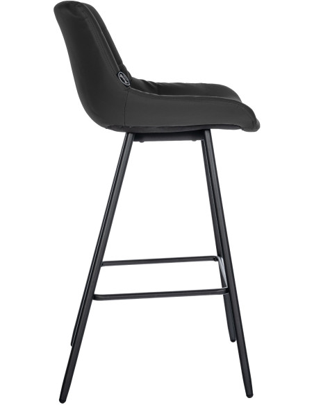 Tabouret de bar moderne chic en Polyuréthane Noir Métal Noir Cerian - 3