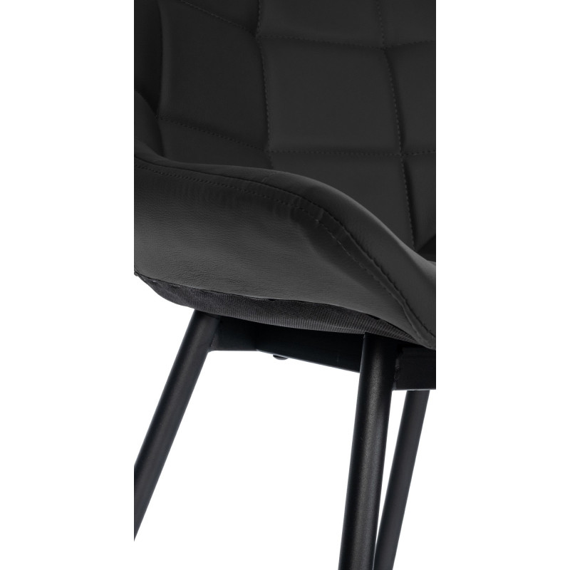 Tabouret de bar moderne chic en Polyuréthane Noir Métal Noir Cerian - 6